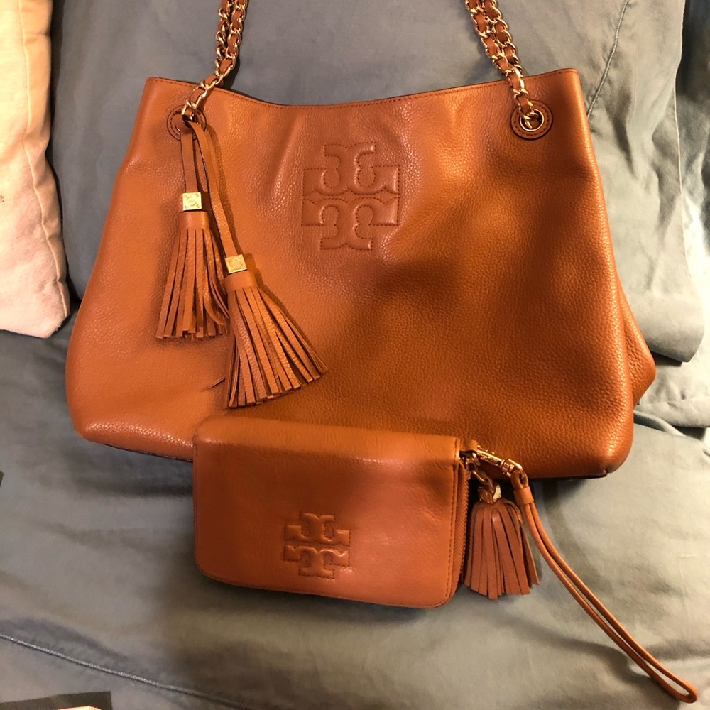 Tory Burch Royal Tan Handbag & Wallet.